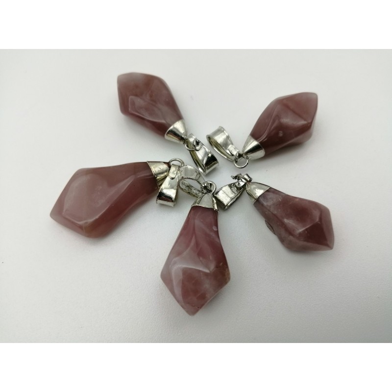 0565QS016 18  CIONDOLO A PUNTA QUARZO ROSSO