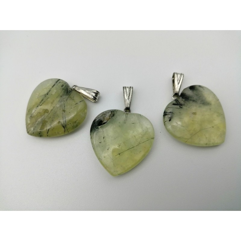 0567EP016 9  CIONDOLO CUORE GRANDE PREHNITE