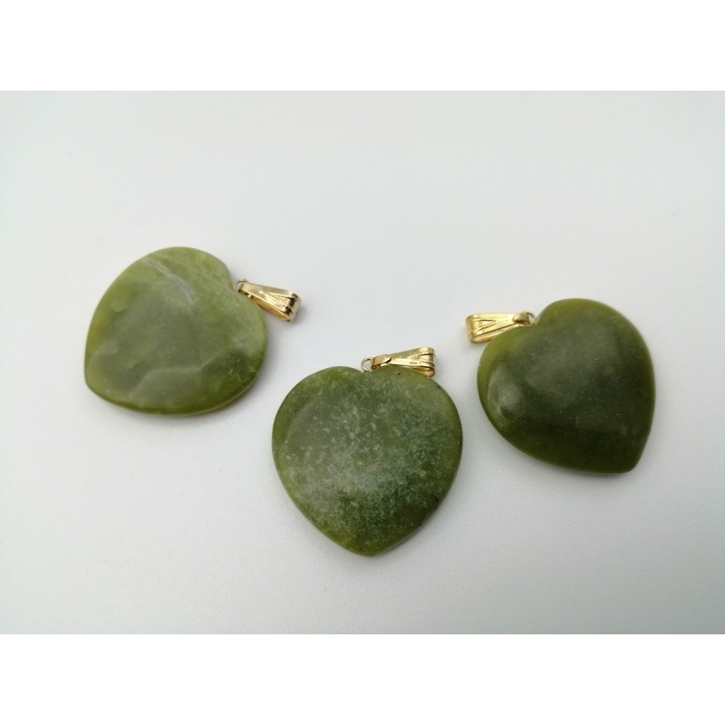 0567GV016 7  CIONDOLO CUORE GRANDE GIADA VERDE