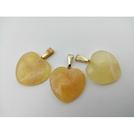 0567ME016 8  CIONDOLO CUORE GRANDE CALCITE MIELE