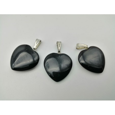 0567NA016 19  CIONDOLO CUORE GRANDE AGATA NERA