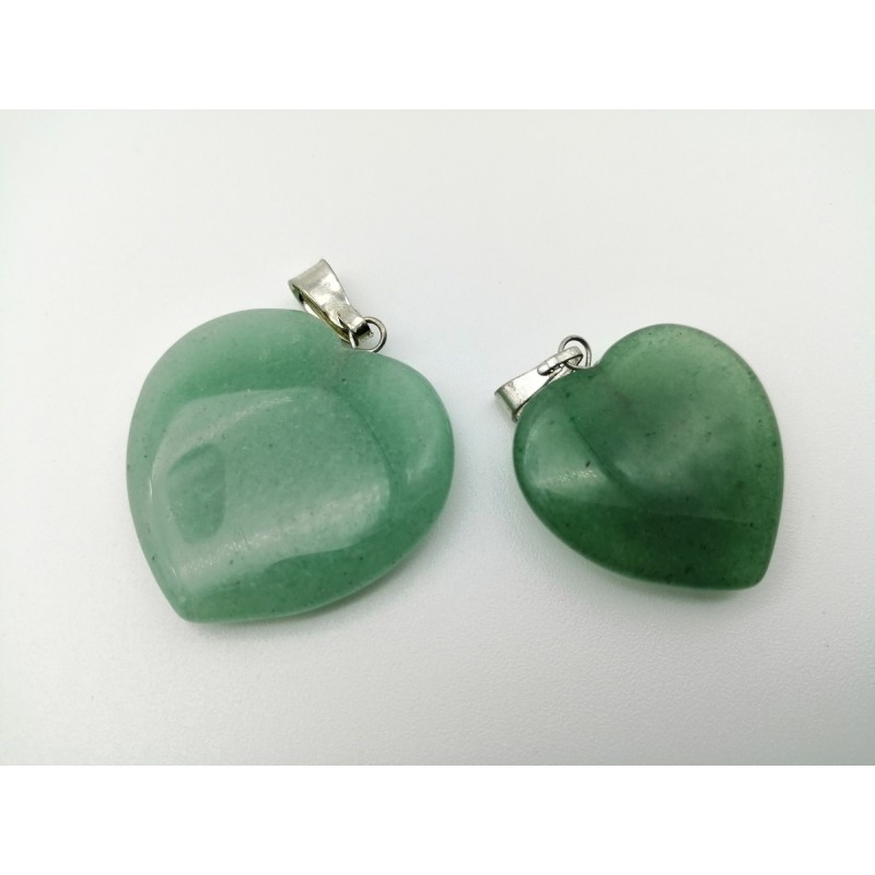 0567QV016 10  CIONDOLO CUORE GRANDE QUARZO VERDE