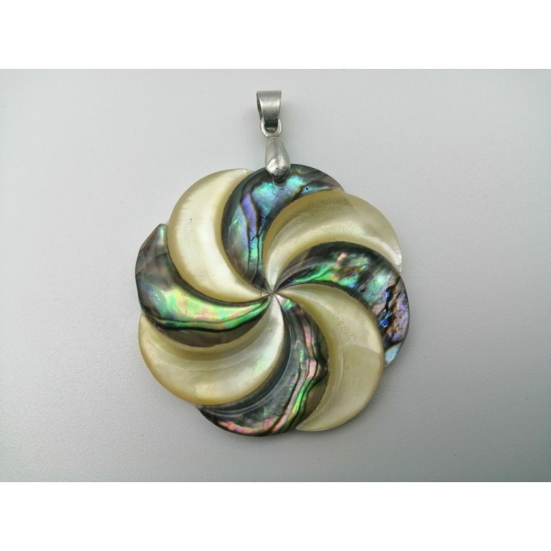 0568BA016 4  CIONDOLO SPIRALE ABALONE MADREPERLA
