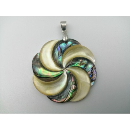 0568BA016 4  CIONDOLO SPIRALE ABALONE MADREPERLA