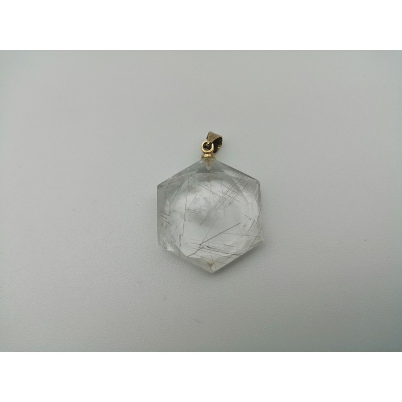 0568QF016 15  CIONDOLO STELLA DAVID QUARZO RUTILA