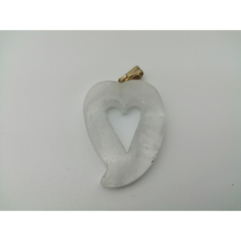 0568QL016 12  CIONDOLO CUORE QUARZO LATTE