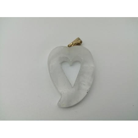 0568QL016 12  CIONDOLO CUORE QUARZO LATTE