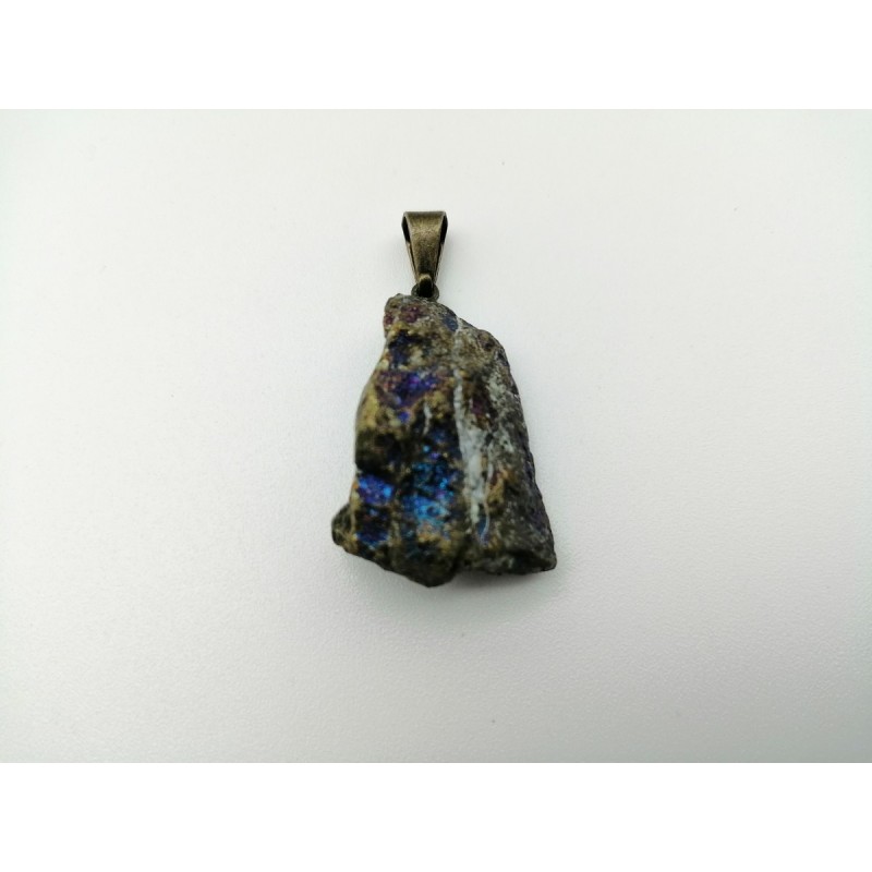 0569BO016 8  CIONDOLO PIETRA GREZZA BORNITE